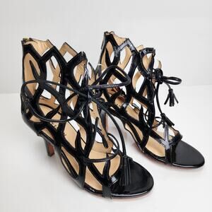 Artisan Brand Strappy Black Zippered Back Heels Women's Size 7 NWT
